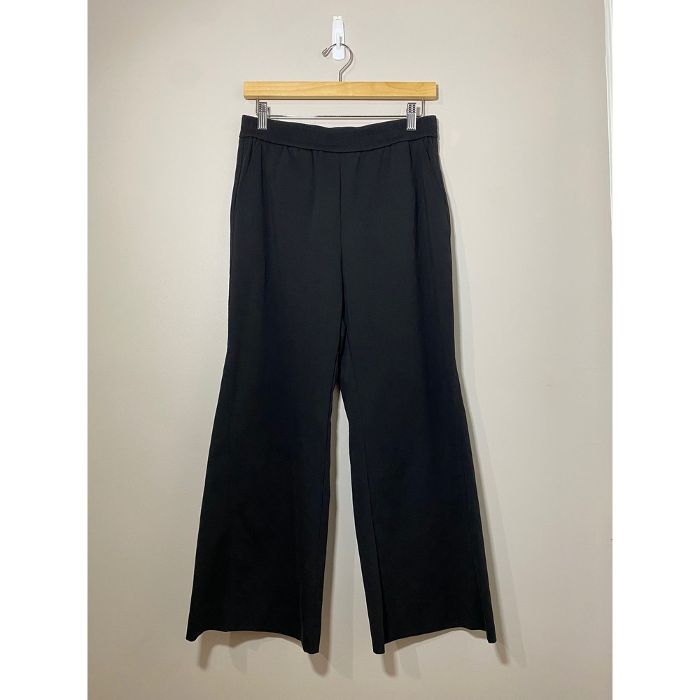 MEIMEIJ Black Wide Leg Elastic Waist‎ Dressy Stretch Knit Pants Womens Sz 28